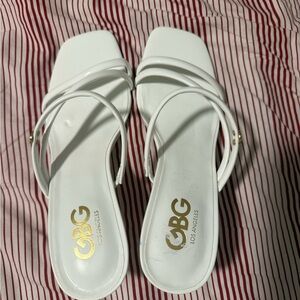 GBG Los Angeles Strappy White Sandals